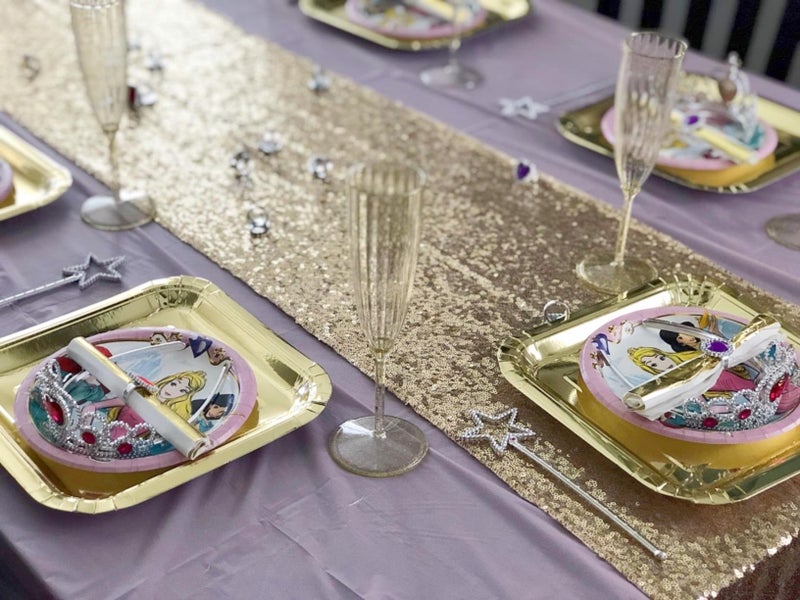 ShiDianYi Sequin Table Runner - Light Gold, 14x108-Inch Sequence, Sparkly Table Cover for Bridal Showers & Parties - Image 4
